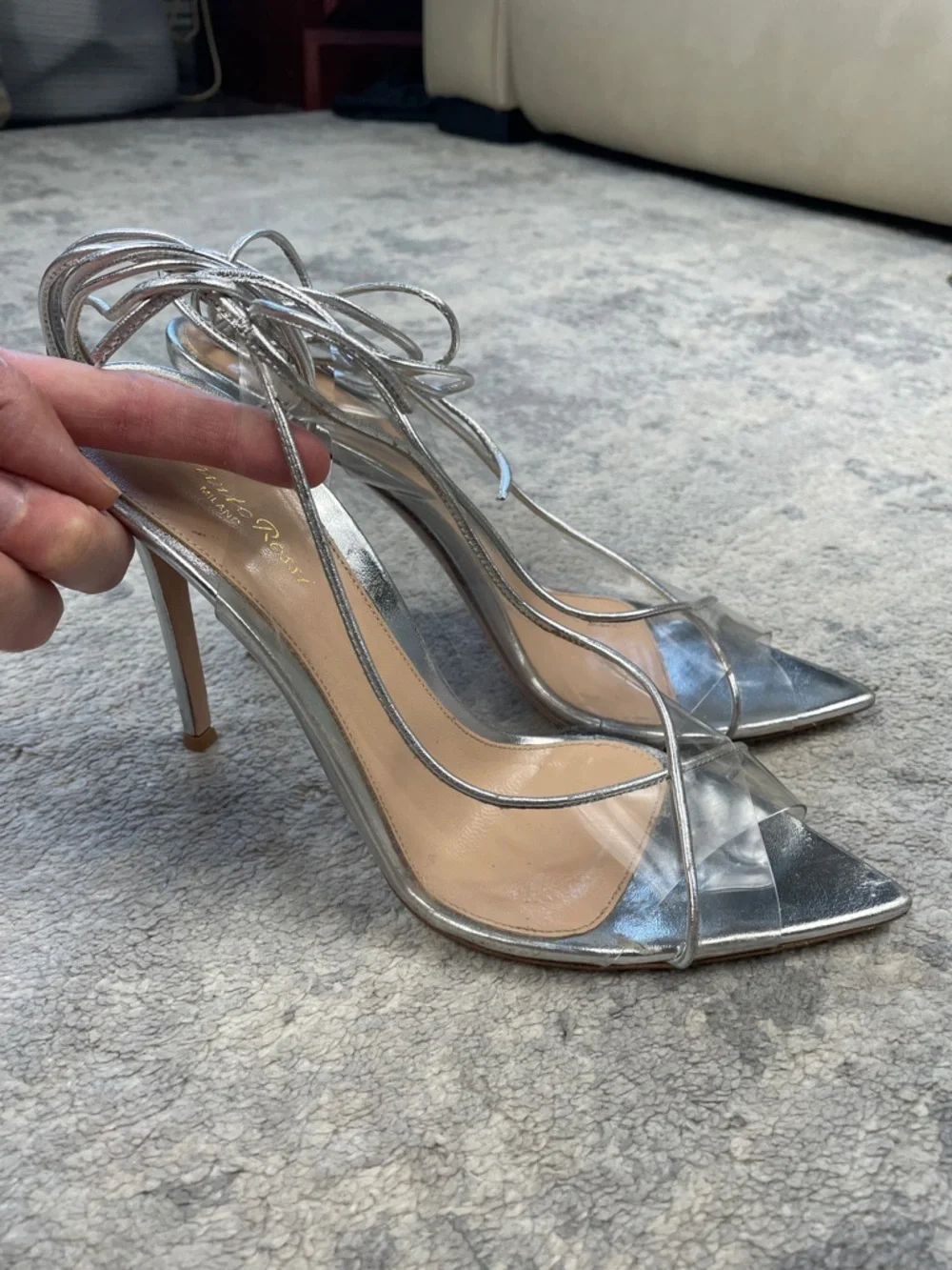 Gianvito Rossi silver plexi